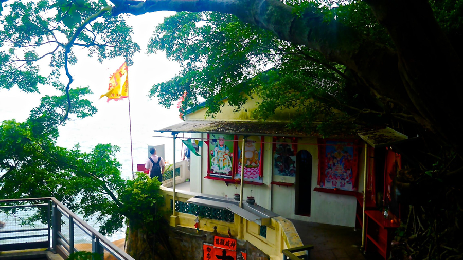 A temple hidden among the trees on a hike in Stanley